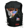 Event Leather ELM3930 Men’s Black Motorcycle Riders Leather Vest w/ 9 Patches and Adjustable Side Laces
