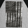 Hot Leathers GMS2486 Men's Flag Bullets Raglan 3/4 Long Sleeve Heather Black Shirt