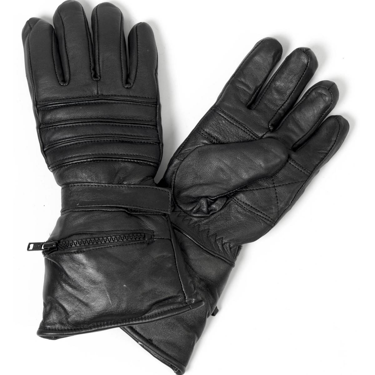 Hot Leathers GVM1001 Men's Black Leather Gauntlet Glove with