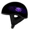 Hot Leathers HLD1005 Lady Lotus Gloss Black Motorcycle DOT Approved Skull Cap Half Helmet Biker