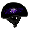Hot Leathers HLD1005 Lady Lotus Gloss Black Motorcycle DOT Approved Skull Cap Half Helmet Biker