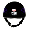 Hot Leathers HLD1005 Lady Lotus Gloss Black Motorcycle DOT Approved Skull Cap Half Helmet Biker