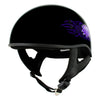 Hot Leathers HLD1005 Lady Lotus Gloss Black Motorcycle DOT Approved Skull Cap Half Helmet Biker