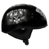 Hot Leathers HLD1016 Ride or Die Gloss Black Motorcycle DOT Skull Cap Half Helmet Biker
