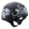 Hot Leathers HLD1021 'Lady Rider' Flat Black Motorcycle DOT Approved Skull Cap Half Biker Helmet