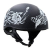 Hot Leathers HLD1021 Lady Rider Flat Black Motorcycle DOT Approved Skull Cap Half Biker Helmet