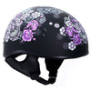 Hot Leathers HLD1031 Sugar Skull Flat Black Motorcycle DOT Approved Skull Cap Half Biker Helmet