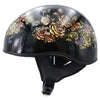 Hot Leathers HLD1034 Butterfly Lock Gloss Black Motorcycle DOT Approved Skull Cap Half Biker Helmet