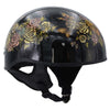 Hot Leathers HLD1034 Butterfly Lock Gloss Black Motorcycle DOT Approved Skull Cap Half Biker Helmet