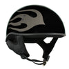 Hot Leathers HLD1036 Silver Flames Gloss Black Motorcycle DOT Approved Skull Cap Half Helmet