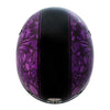Hot Leathers HLD1039 Gloss Black Purple Skull Bouquet Advanced DOT Unisex Half Helmet w/ Drop Down Visor