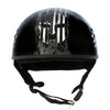 Hot Leathers HLD1043 Gloss Black Black and White Warrior Bullet Advanced DOT Skull Half Helmet