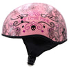Hot Leathers HLD1048 Live, Love Ride Gloss Pink Motorcycle DOT Approved Skull Cap Half Biker Helmet