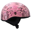 Hot Leathers HLD1048 'Live, Love Ride' Gloss Pink Motorcycle DOT Approved Skull Cap Half Biker Helmet