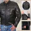 Milwaukee Leather USA MADE MLJKM5003 Men's Black Echo Premium Leather Motorcycle Jacket with Reflective Piping