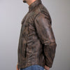 Hot Leathers LCS1004 Men's Distressed Brown Leather Fashion Shirt with Multiple Pockets