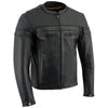 Milwaukee Leather Men's Black Leather Sporty Crossover Scooter Motorcycle Jacket w/ Reflective Piping - LKM1725