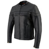 Milwaukee Leather Men's Black Leather Sporty Crossover Scooter Motorcycle Jacket w/ Reflective Piping - LKM1725