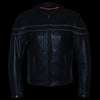 Milwaukee Leather Men's Black Leather Sporty Crossover Scooter Motorcycle Jacket w/ Reflective Piping - LKM1725