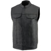 Milwaukee Leather LKM3710 Men's Black Leather Club Style Motorcycle Rider Vest w/ Zipper and Snap Button Closure