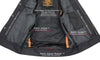 Milwaukee Leather LKM3710 Men's Black Leather Club Style Motorcycle Rider Vest w/ Zipper and Snap Button Closure