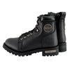 Milwaukee Leather MBL200 Women's Black Leather Lace-Up Motorcycle RiderBoots w/Side Zipper