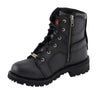 Milwaukee Leather Women's Black Leather 8-Inch Lace-Up Motorcycle Harness Boots with Side Zipper MBL9302