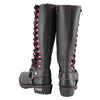 Milwaukee Leather Women's Black 14-inch Leather Harness Motorcycle Boots with Fuchsia Accent Lacing MBL9367
