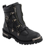 Milwaukee Leather MBL9375 Women's Premium Black Leather Diamond 6-Inch Twin Zipper Lock Motorccycle Riding Boots