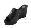 Milwaukee Leather MBL9407 Women's Black Open Toe Fashion Casual Wedge Sandals with Studs