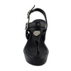 Milwaukee Leather MBL9411 Women's Black Wedge Fashion Casual Sandals with Buckled Straps