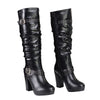 Milwaukee Leather MBL9419 Women's Tall Premium Black Platform Fashion Casual Boots with Slouch Shaft