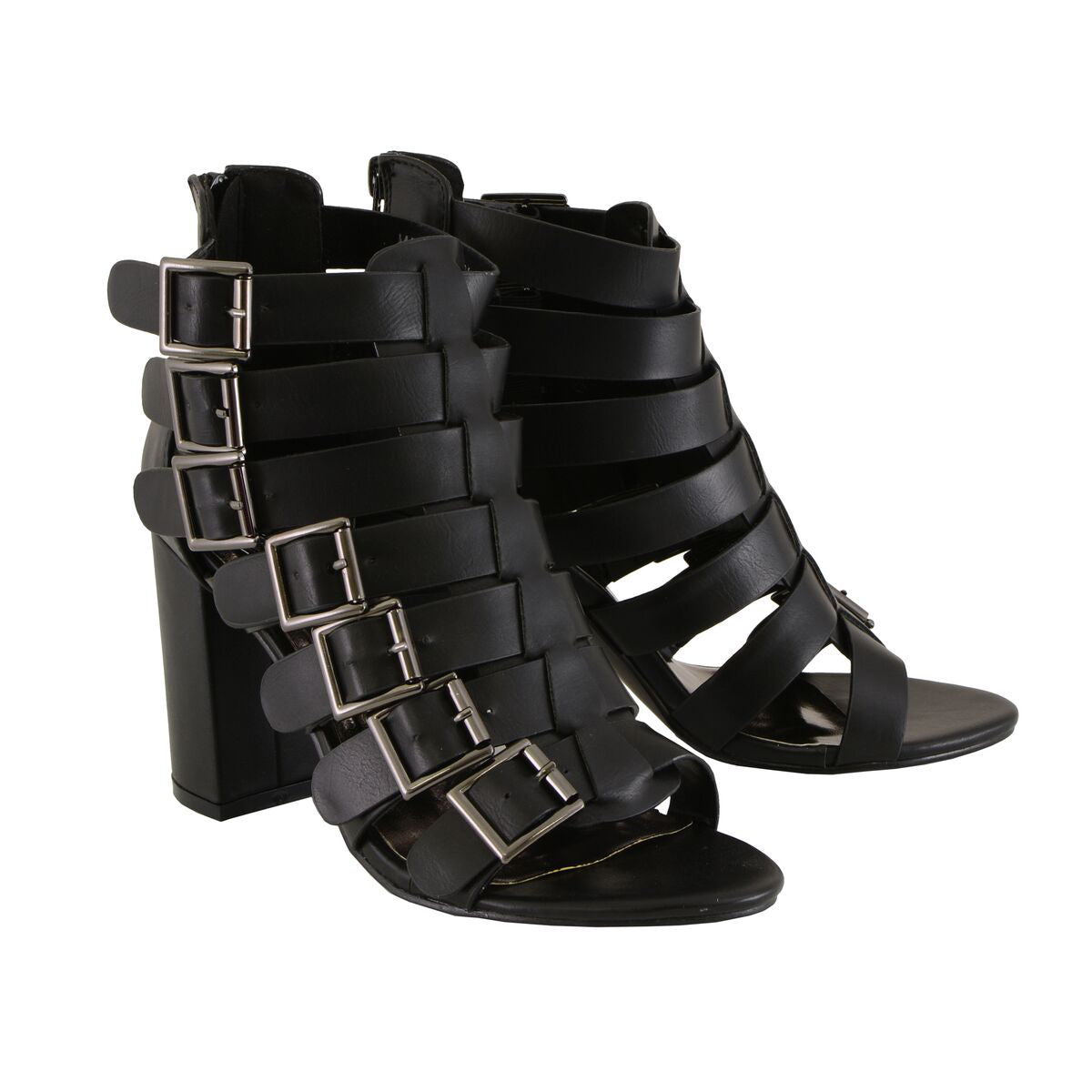 Milwaukee Leather MBL9420 Women's Black Fashion Casual Sandal with Straps and Block Heel