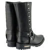 Milwaukee Leather Men's Black Leather Harness Motorcycle Boots with Braid and Riveted Details MBM9025