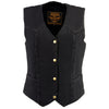 Milwaukee Leather MDL4000 Women's Black Denim 4-Snap Button Closure Motorcycle Rider Vest
