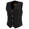 Milwaukee Leather MDL4000 Women's Black Denim 4-Snap Button Closure Motorcycle Rider Vest
