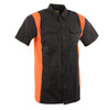 Biker Clothing Co. MDM11675 Men’s Black-Neon-Orange Button-Up Heavy-Duty Work Shirt - Classic Mechanic Shirt w/ Pockets