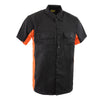 Biker Clothing Co. MDM11676 Men’s Black-Orange Button-Up Heavy-Duty Work Shirt - Classic Mechanic Shirt w/ Pockets