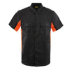Biker Clothing Co. MDM11676 Men’s Black-Orange Button-Up Heavy-Duty Work Shirt - Classic Mechanic Shirt w/ Pockets