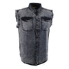 Milwaukee Leather MDM11678 Men’s Classic Grey Button-Down Cut Off Frayed Sleeveless Casual Shirt