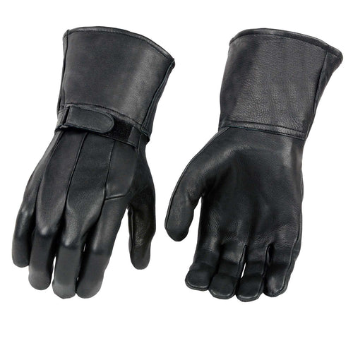 Milwaukee Leather MG7505 Men's Black Gauntlet Leather Winter Motorcycle Hand Gloves