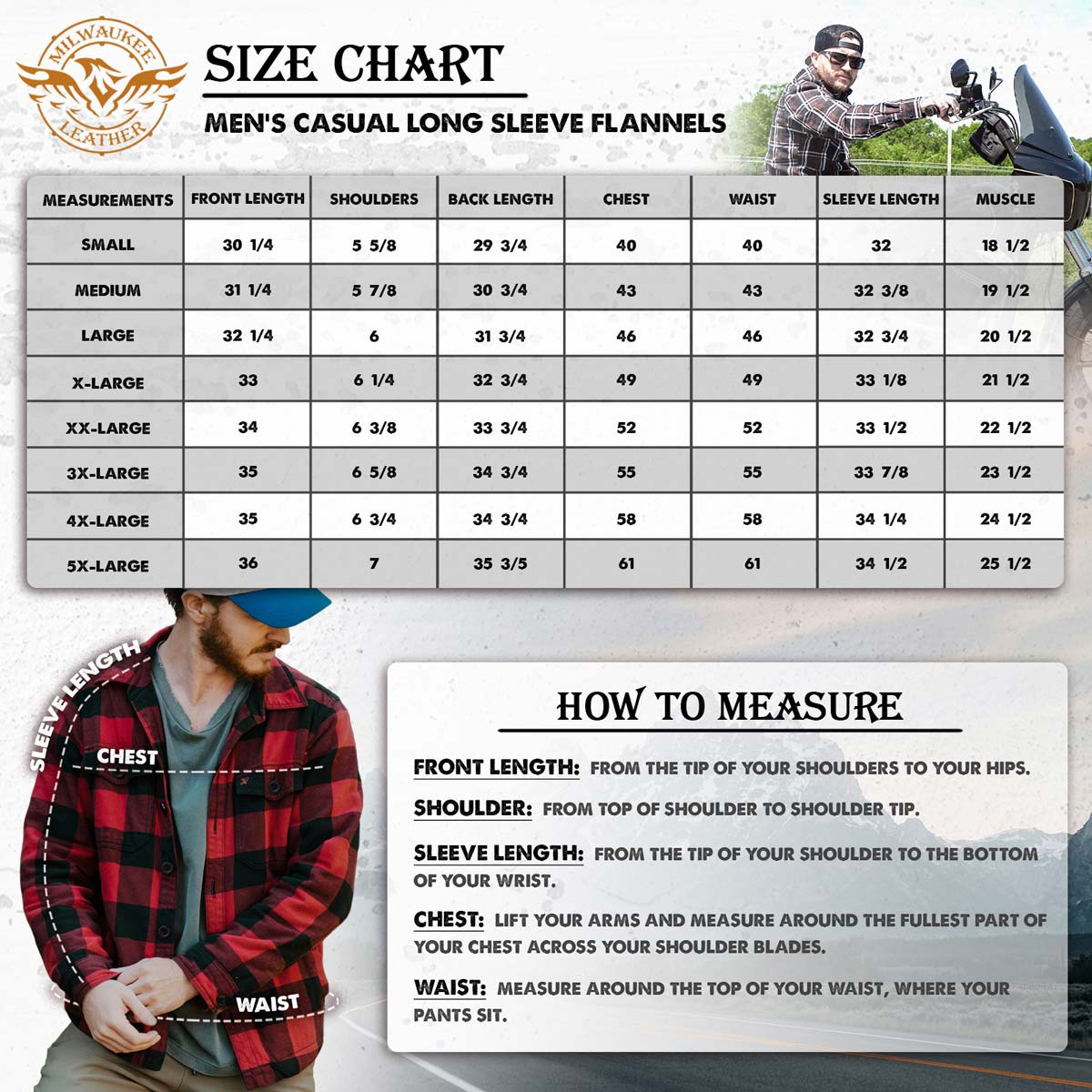 Milwaukee Leather Men's Plaid Flannel Long Sleeve Shirt with Chest