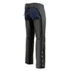 Milwaukee Leather Men's Black Premium Leather Fully Lined Motorcycle Chaps w/ Front Coin Pocket ML1115