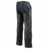 Milwaukee Leather ML1144 Men's Black Premium Leather Vented Motorcycle Rider Chaps w/ Reflective Piping
