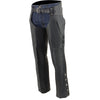 Milwaukee Leather Men's Black Premium Leather Motorcycle Rider Chaps w/ Thigh Pocket and Mesh Liner-ML1190