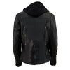 Milwaukee Leather ML2066 Women's 3/4 Black Leather Hoodie Jacket with Reflective Tribal Design