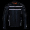 Milwaukee Leather ML2083 Men's Black Premium Leather Vented Motorcycle Rider Jacket w/ Reflective Piping