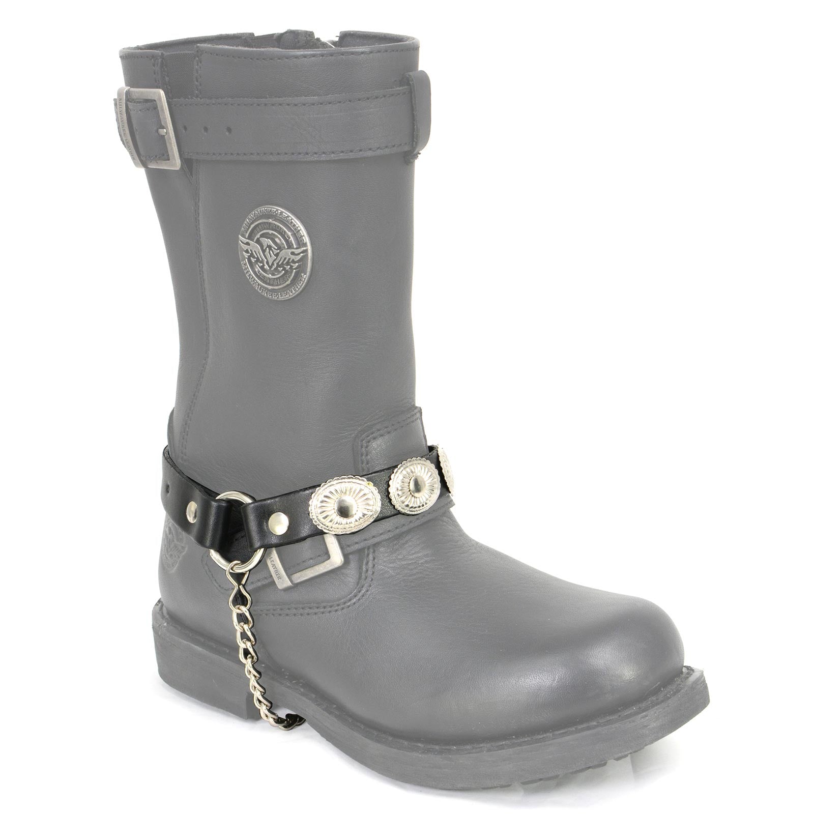 Milwaukee Leather Silver Vintage Concho Boot Chain with Adjustable Strap – MLA3008