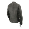 Milwaukee Leather MLL2565 Women's Black Fringed Lightweight Leather Racer Motorcycle Jacket