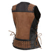Milwaukee Leather Women's MLL4509 Smoocher Two Tone Crazy Horse Brown and Black Leather Club Style Motorcycle Vest